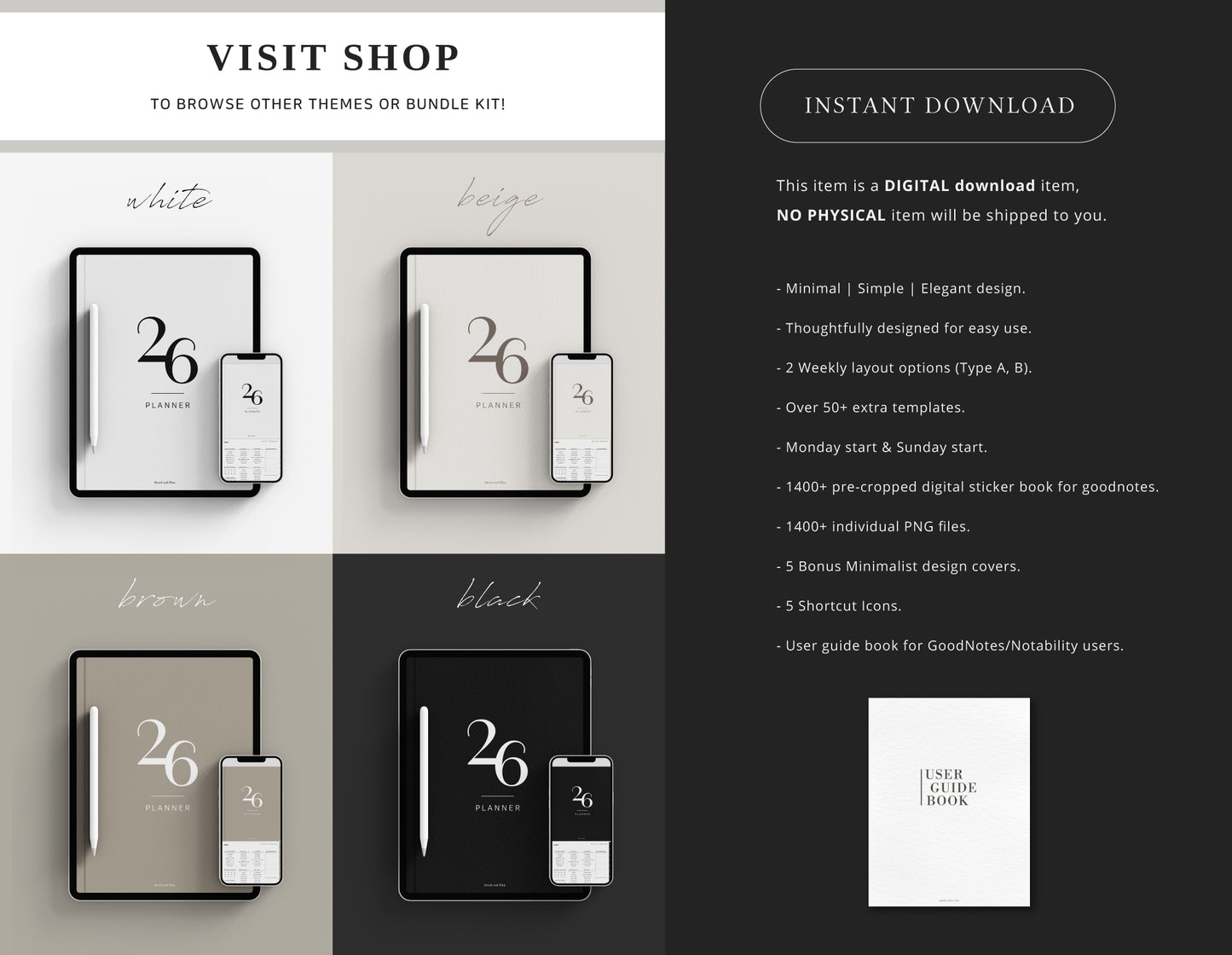 2026 Portrait Digital Planner | Beige