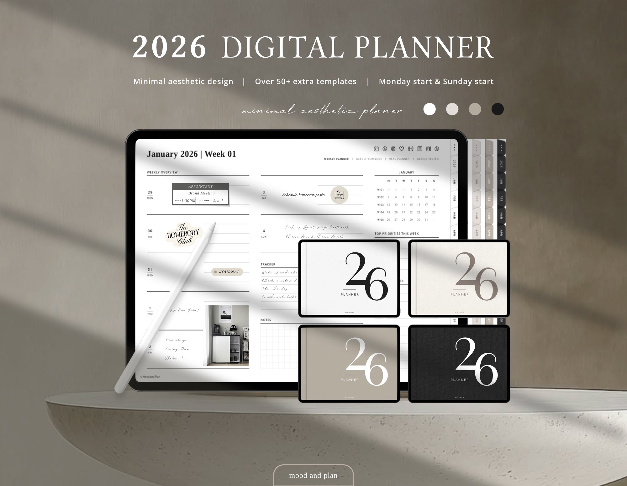 2026 Landscape Digital Planner Bundle | 4 Colors – MOOD AND PLAN
