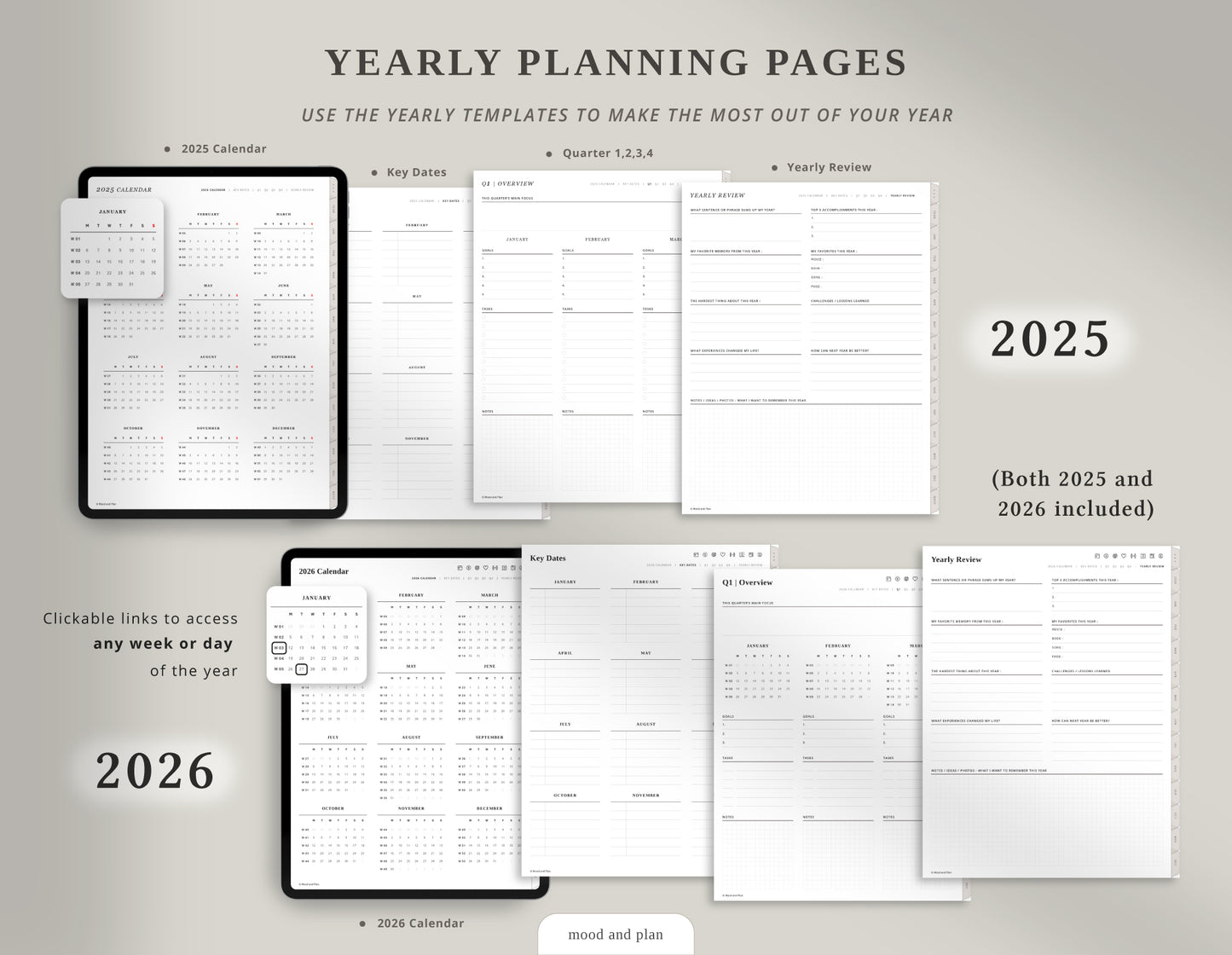 2025 2026 Portrait Digital Planner | Beige