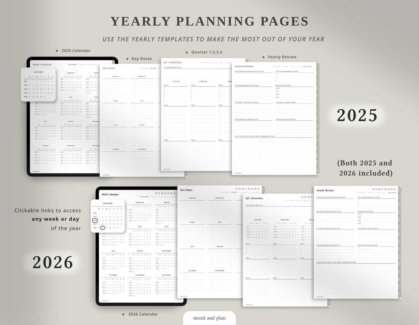 2025 2026 Portrait Digital Planner | Brown