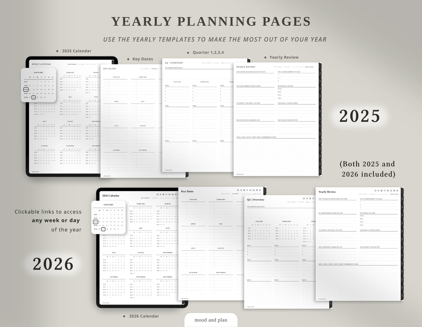 2025 2026 Portrait Digital Planner | Black