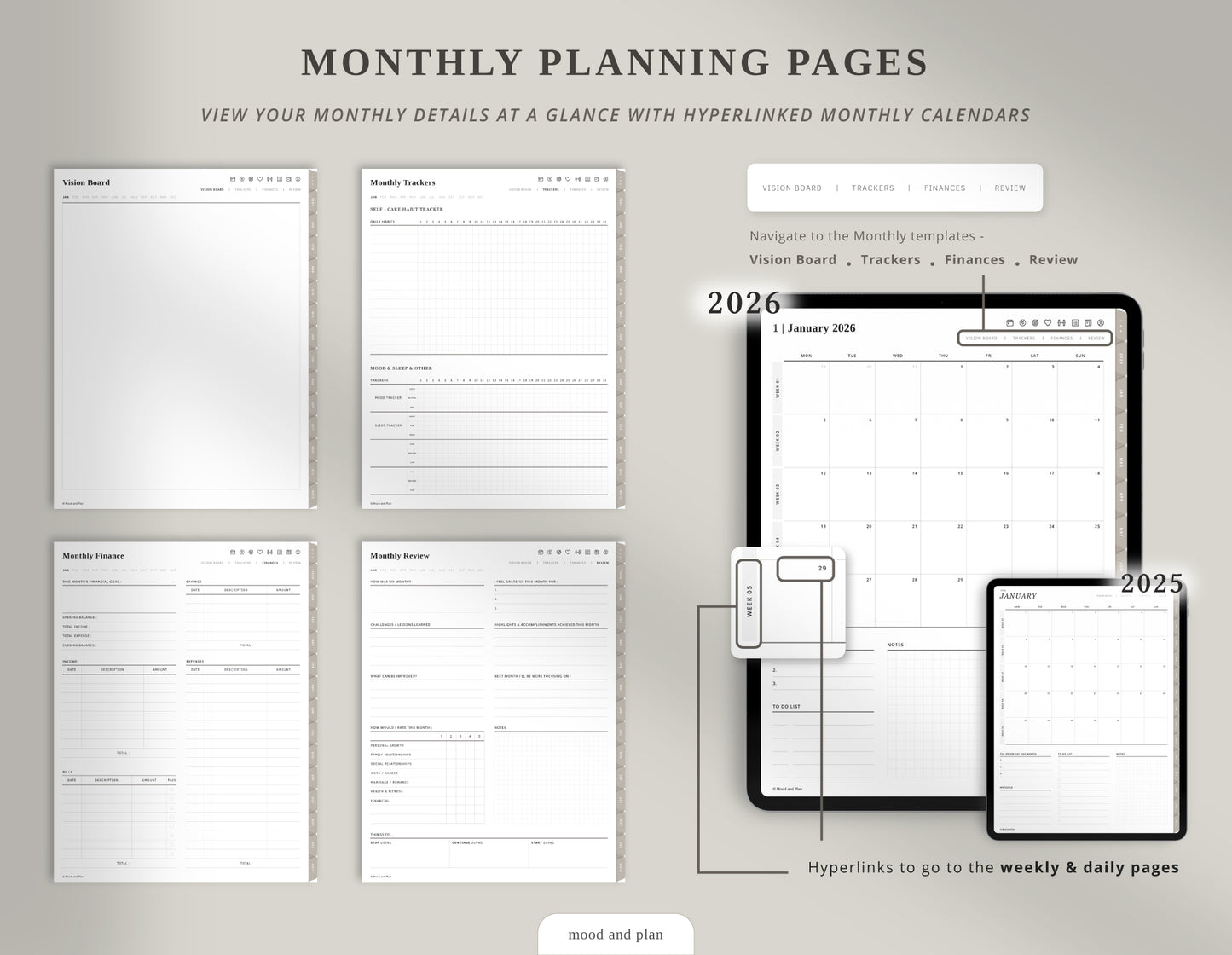 2025 2026 Portrait Digital Planner | Brown