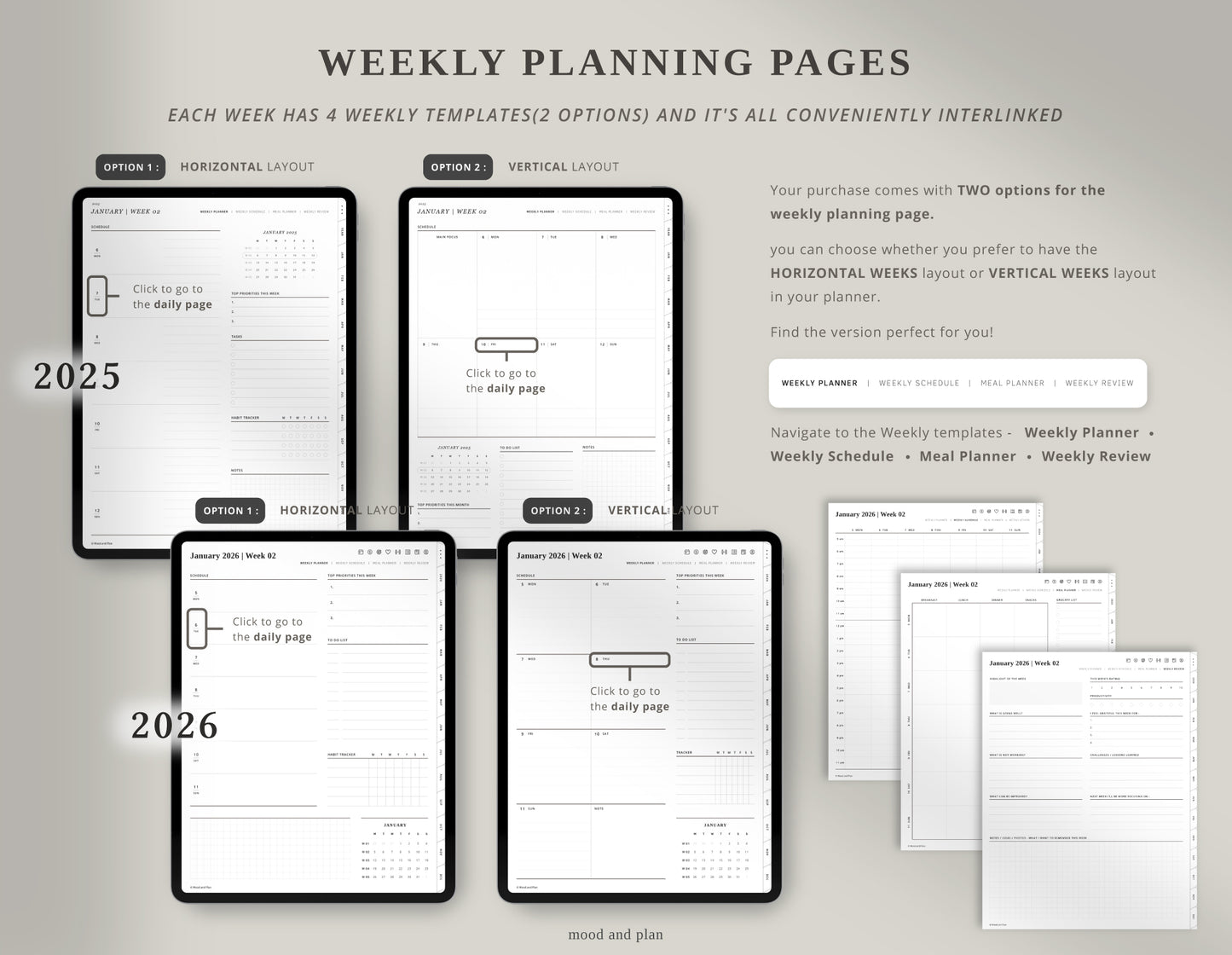 2025 2026 Portrait Digital Planner | White