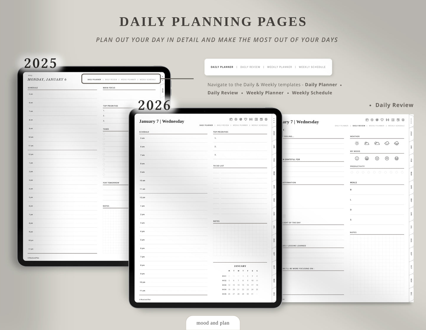 2025 2026 Portrait Digital Planner | White