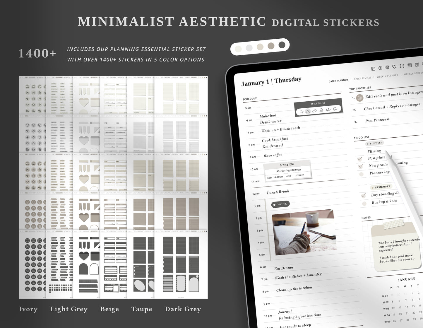 2025 2026 Portrait Digital Planner | Brown