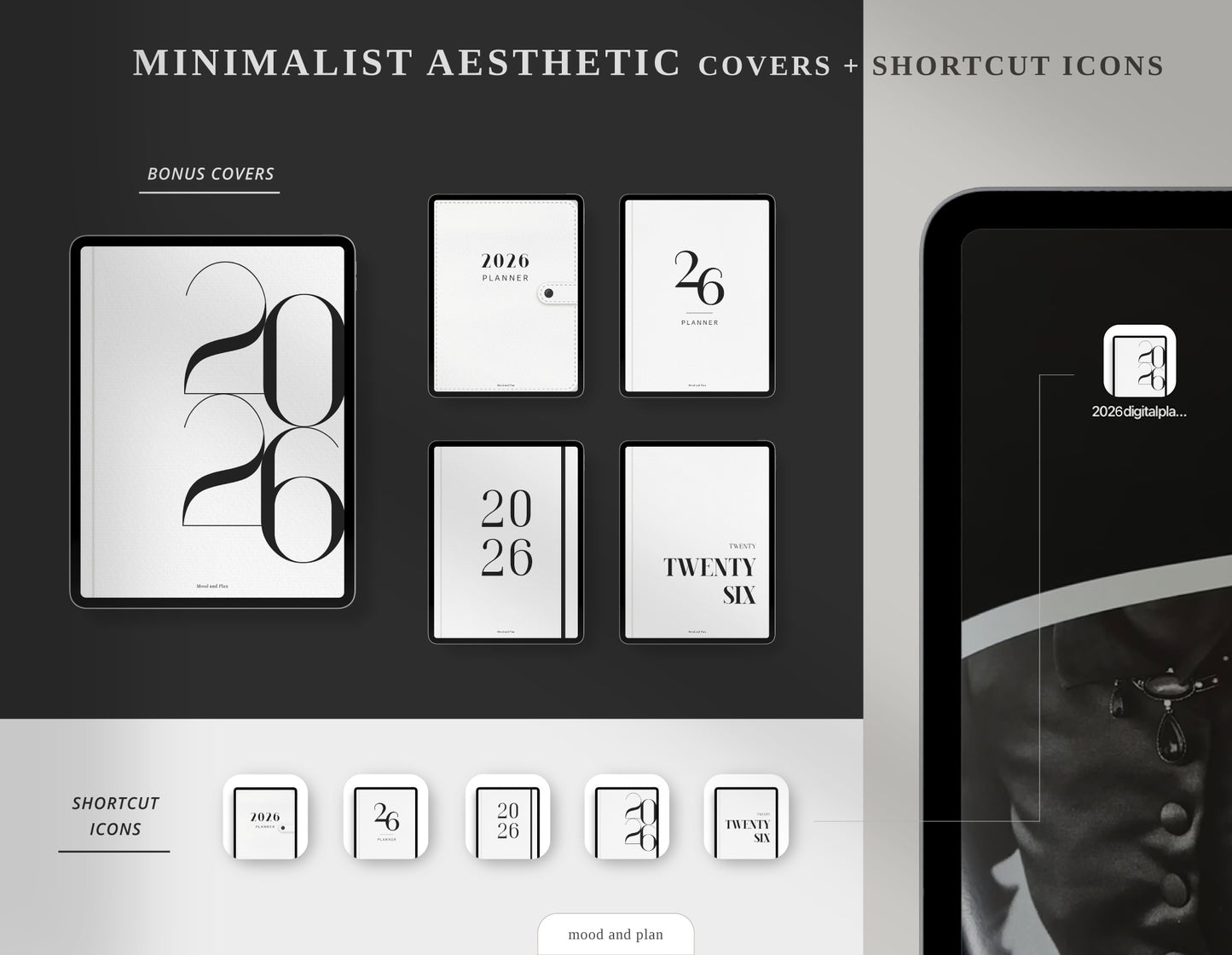 2025 2026 Portrait Digital Planner | White