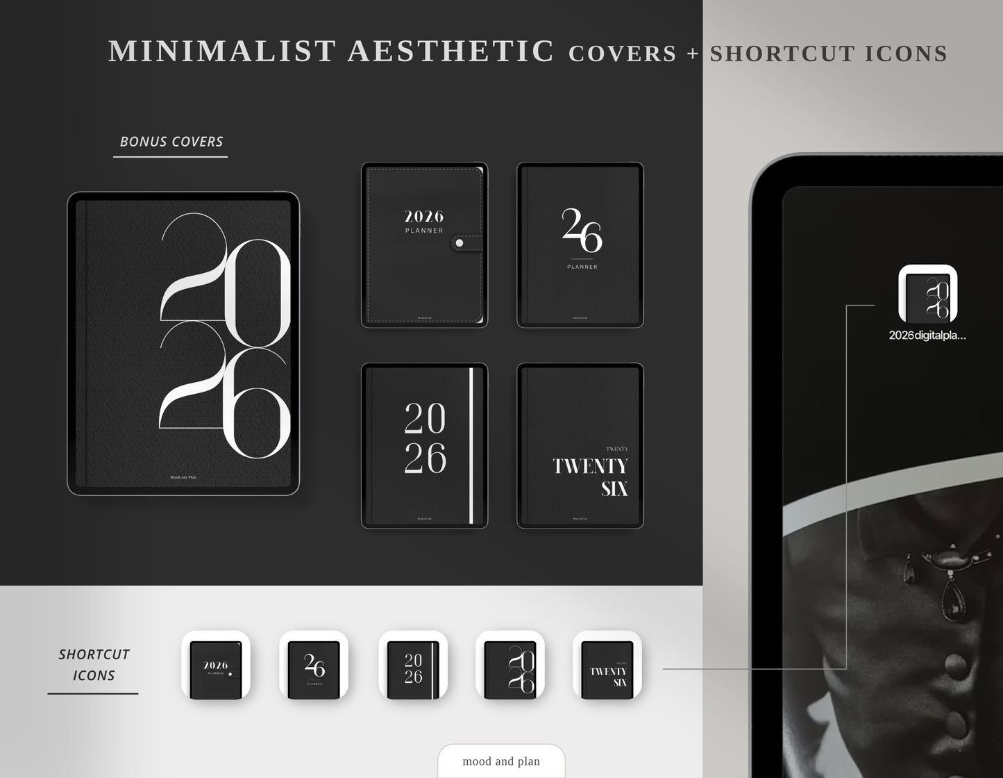 2025 2026 Portrait Digital Planner | Black