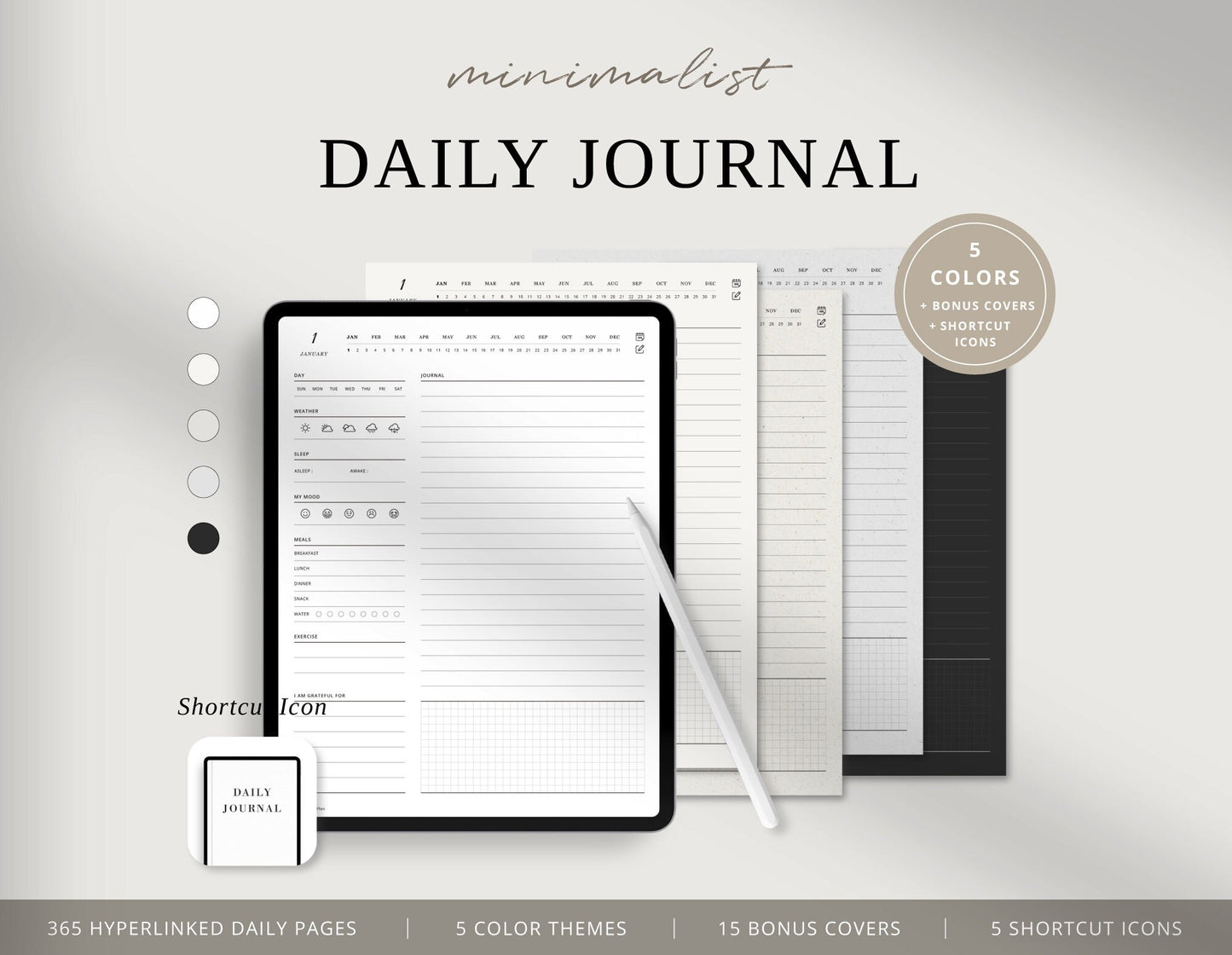 365 Day Undated Digital Journal | Portrait