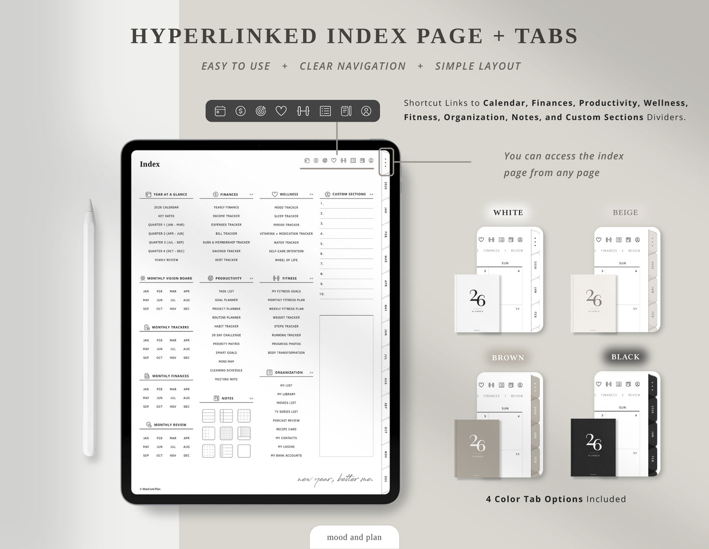2026 Portrait Digital Planner Bundle | 4 Colors