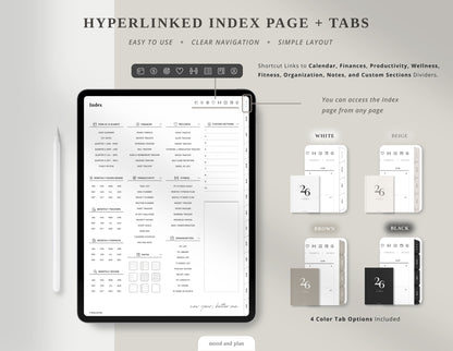 2026 Portrait Digital Planner Bundle | 4 Colors