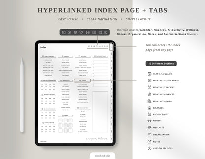 2026 Portrait Digital Planner | White