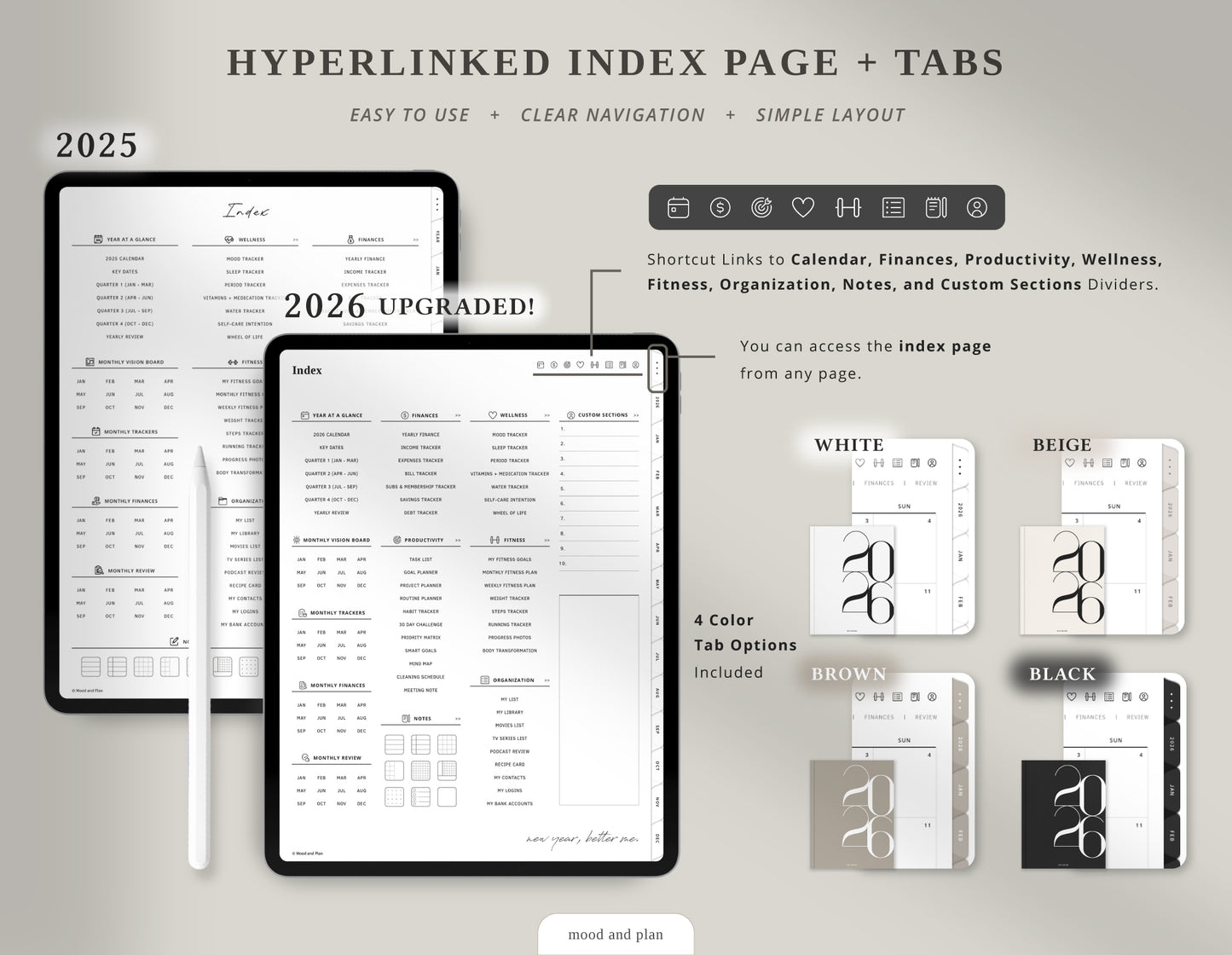 2025 2026 Portrait Premium Digital Planner Bundle