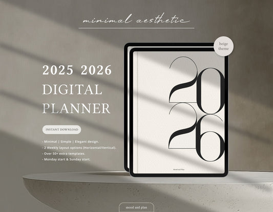 2025 2026 Portrait Digital Planner | Beige
