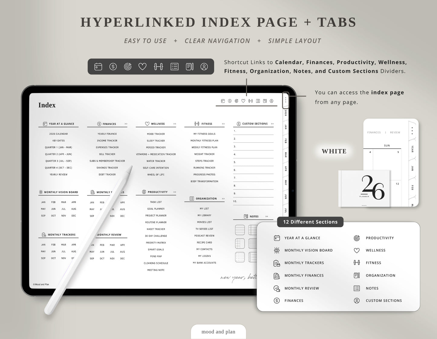2026 Landscape Digital Planner | White