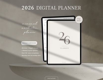 2026 Portrait Digital Planner | Beige
