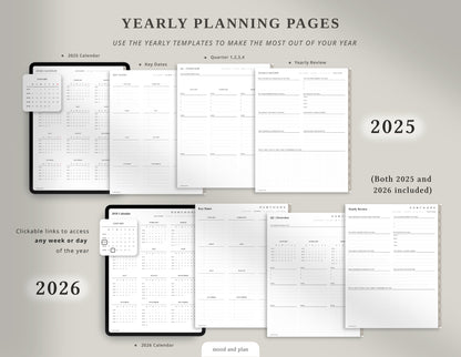 2025 2026 Portrait Digital Planner | Brown