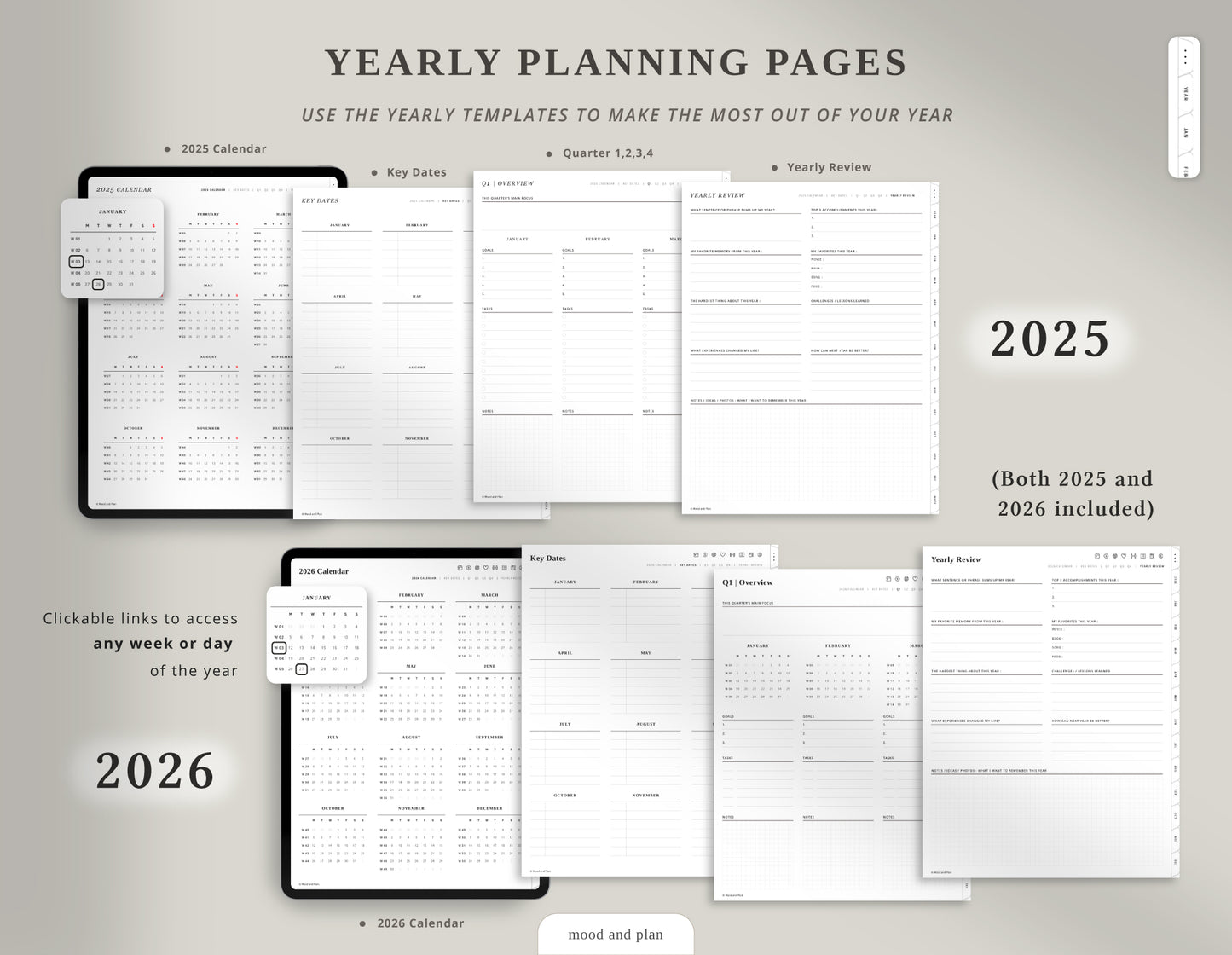 2025 2026 Portrait Premium Digital Planner Bundle