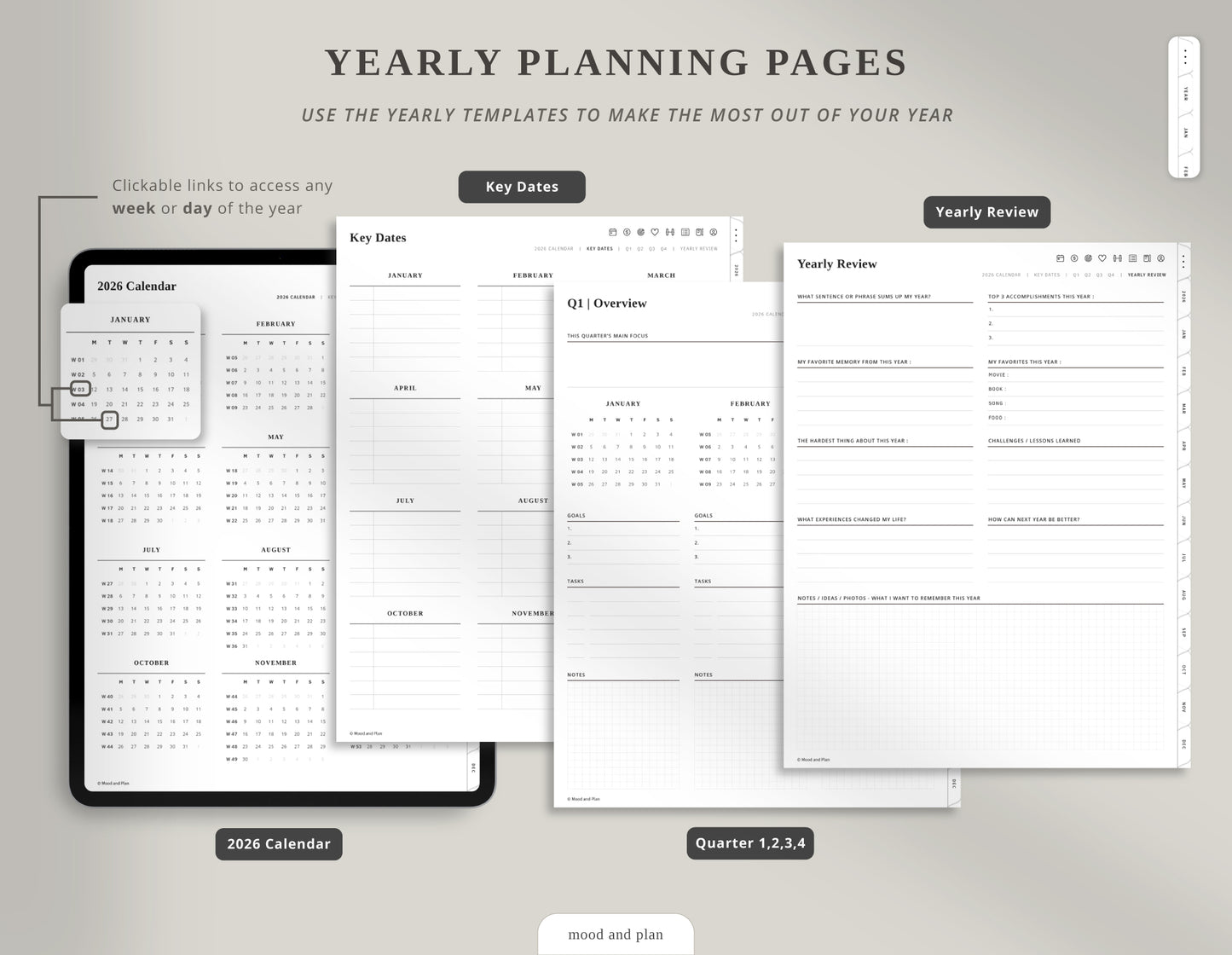 2026 Portrait Digital Planner Bundle | 4 Colors