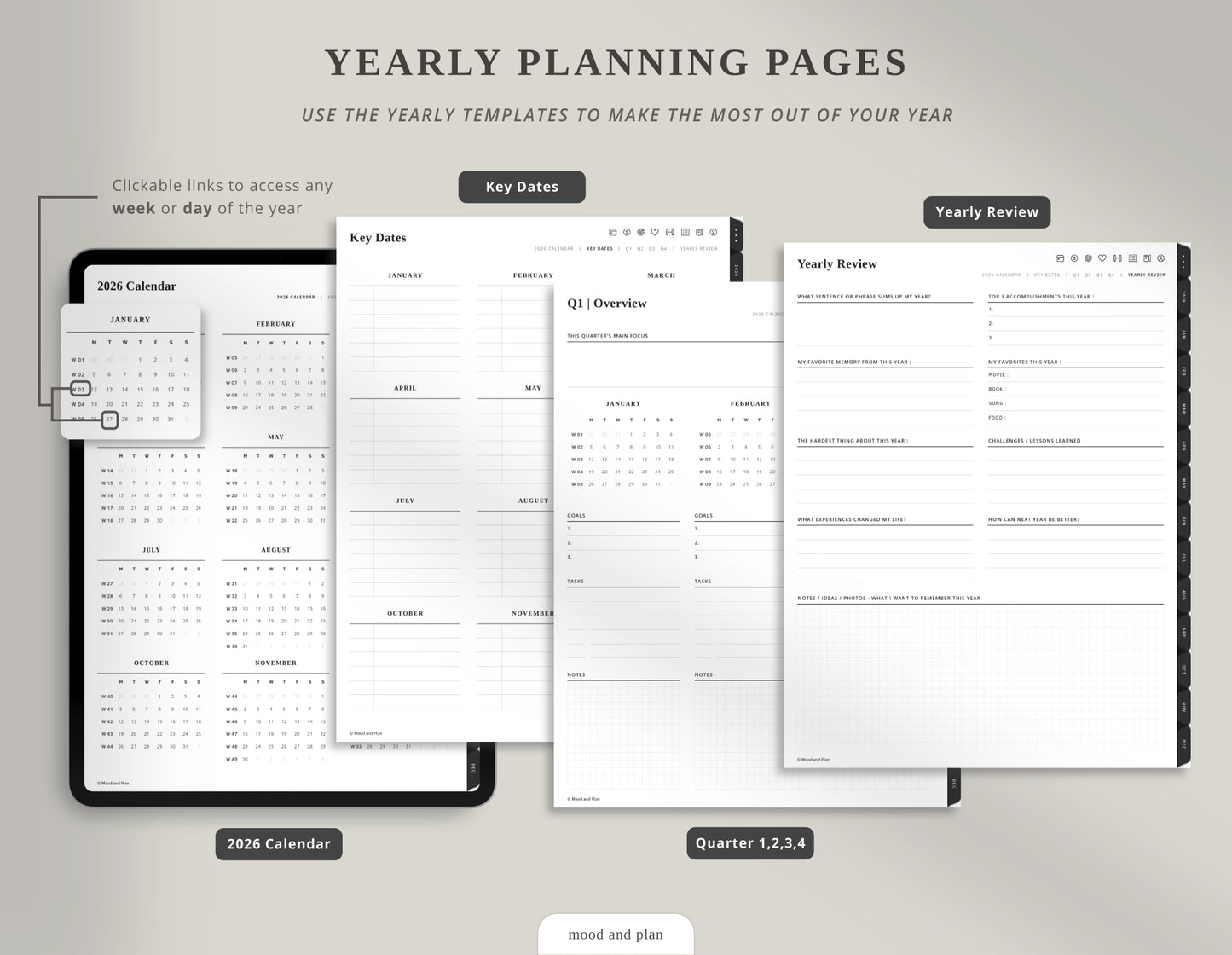 2026 Portrait Digital Planner | Black