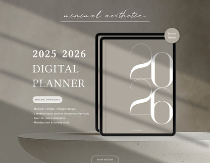 2025 2026 Portrait Digital Planner | Brown