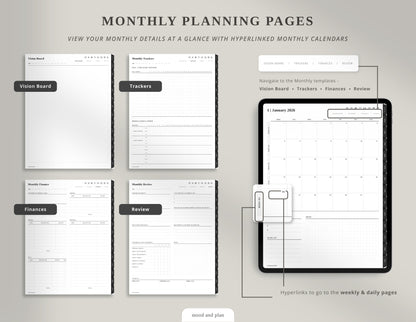 2026 Portrait Digital Planner | Black