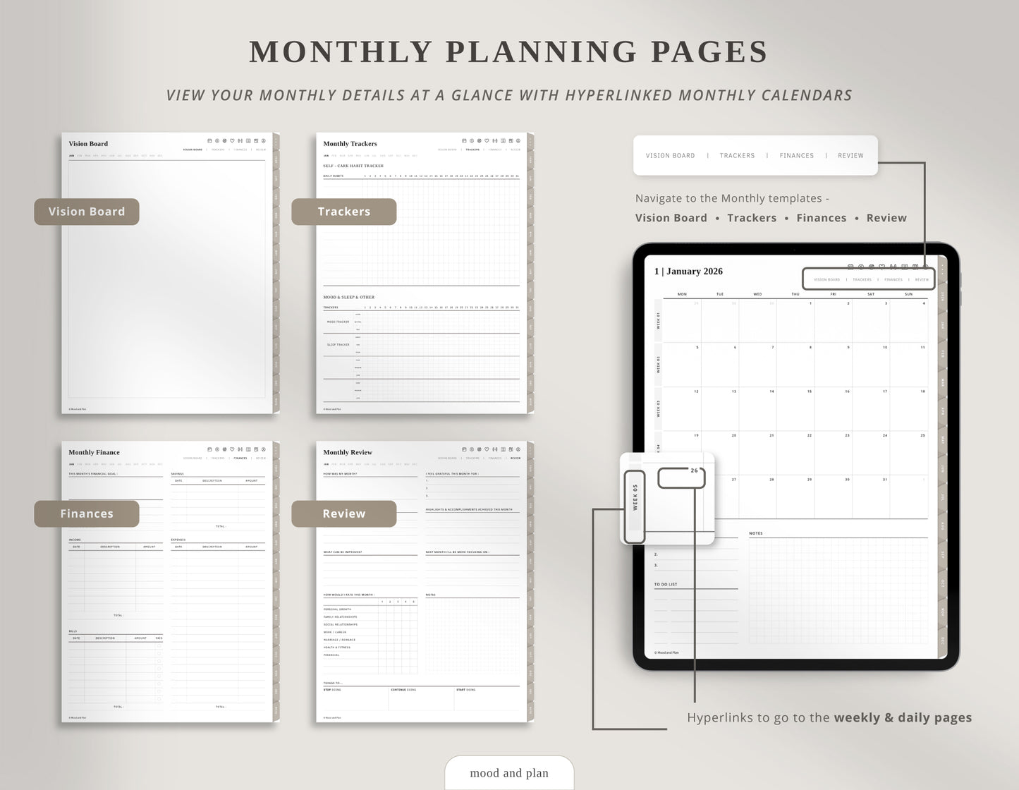 2026 Portrait Digital Planner | Brown