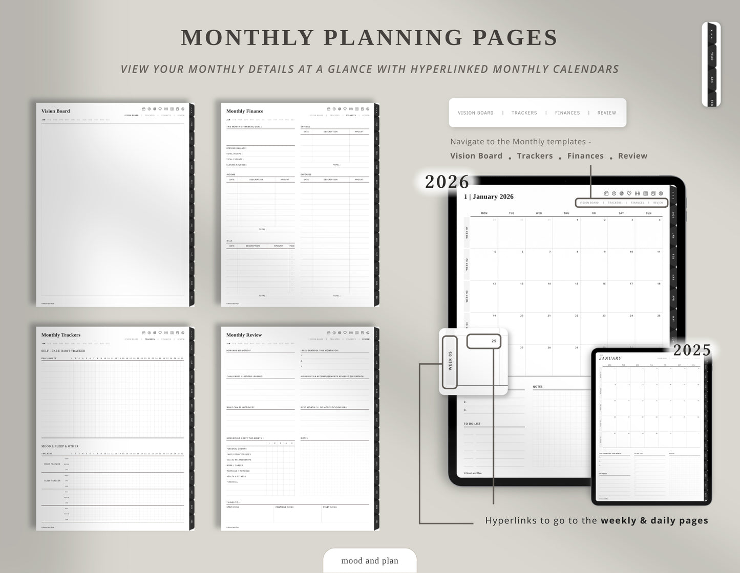 2025 2026 Portrait Premium Digital Planner Bundle