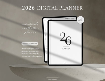 2026 Portrait Digital Planner | White