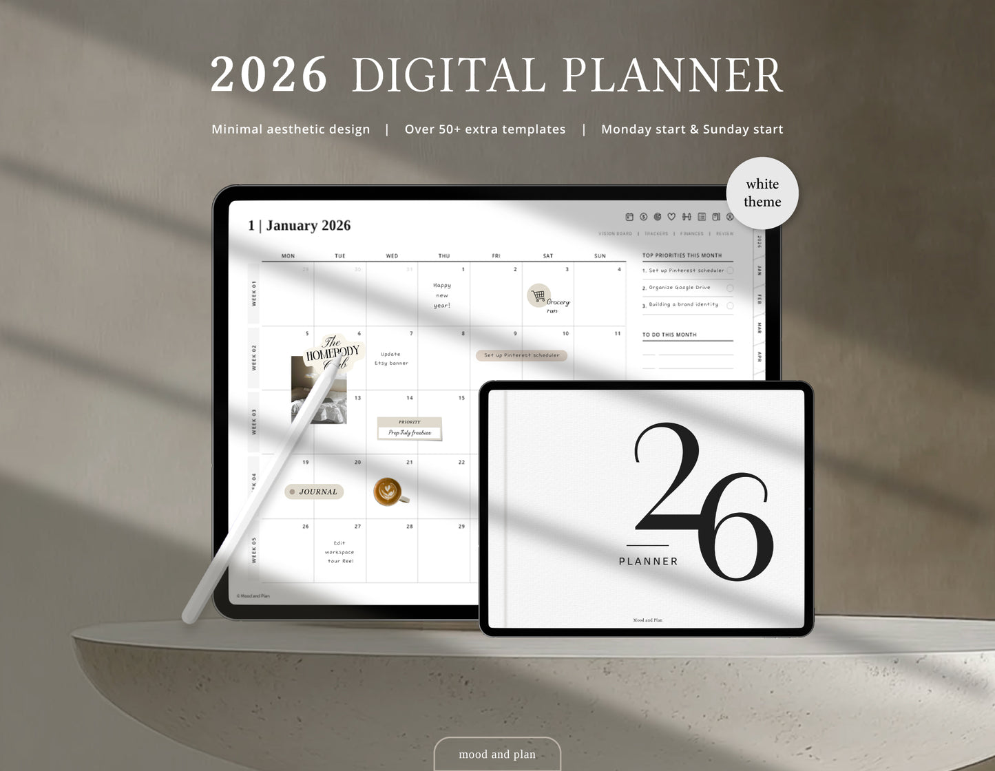 2026 Landscape Digital Planner | White