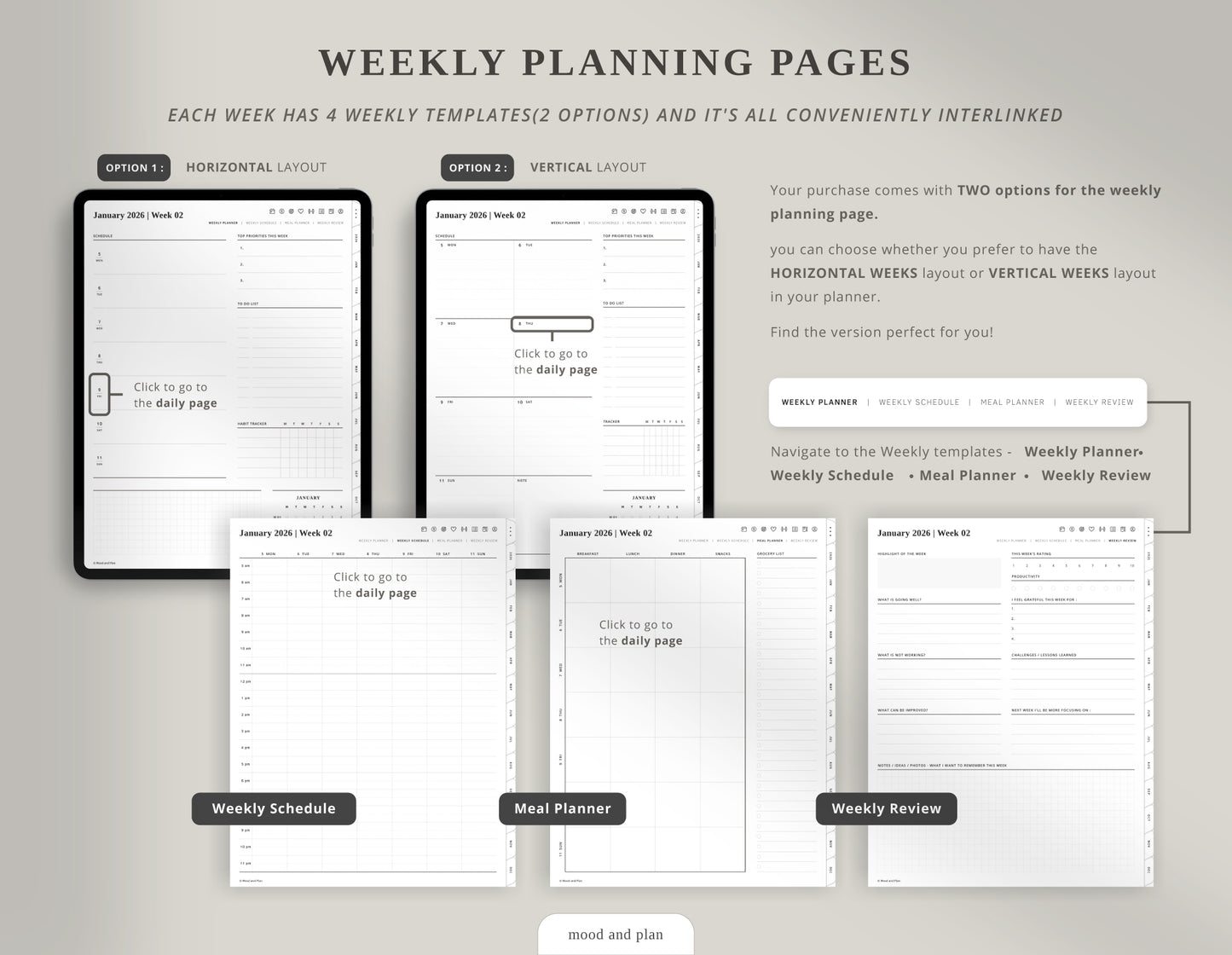 2026 Portrait Digital Planner | White