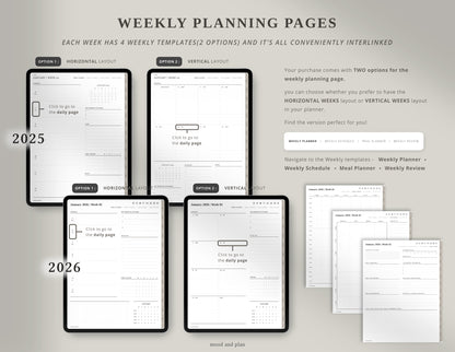 2025 2026 Portrait Digital Planner | Brown