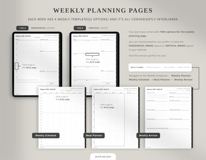 2026 Portrait Digital Planner | Black