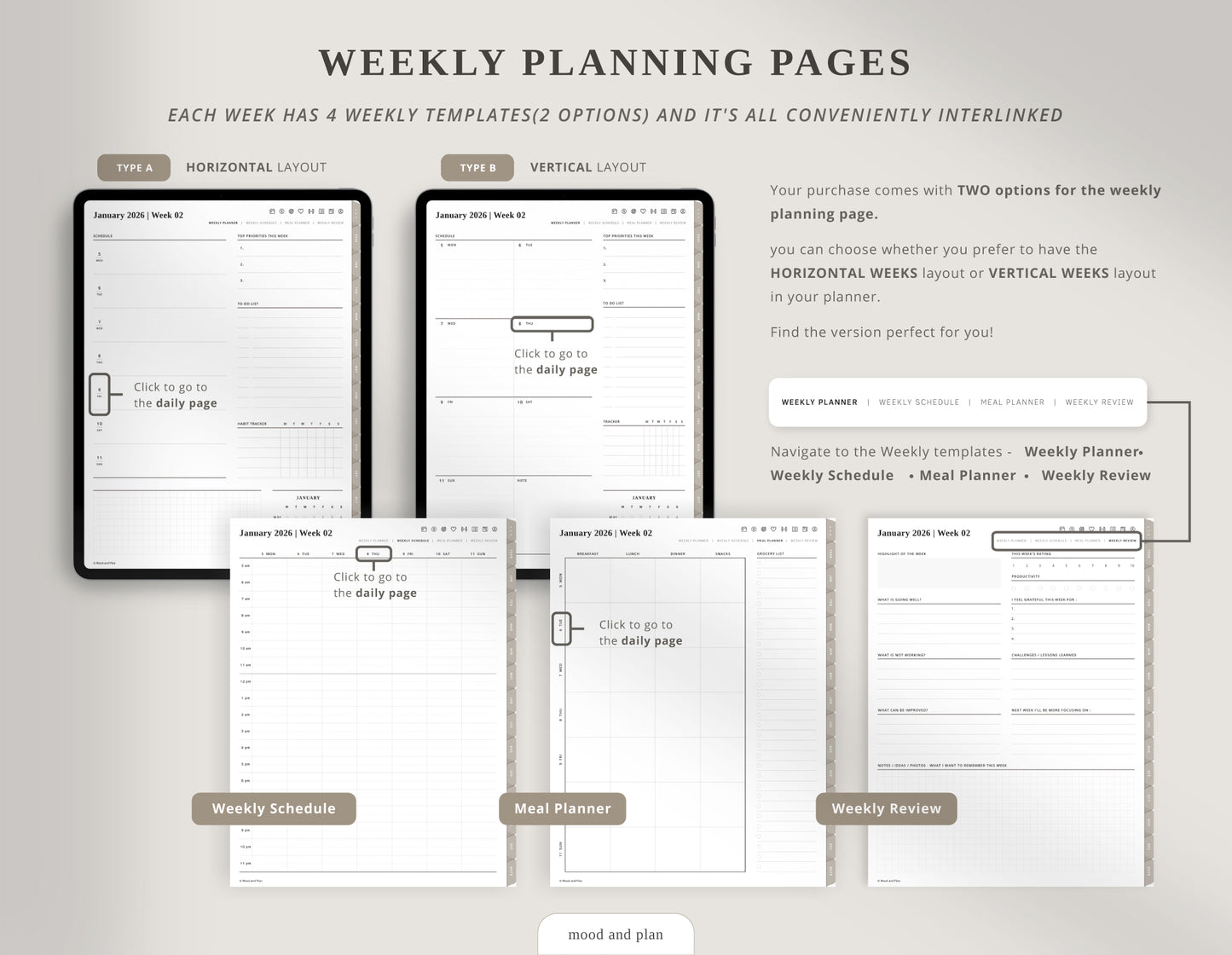 2026 Portrait Digital Planner | Brown