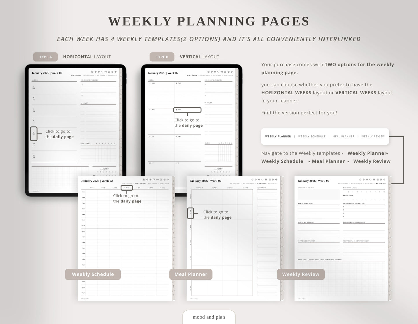 2026 Portrait Digital Planner | Beige