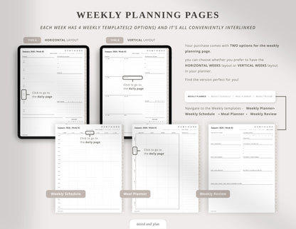 2026 Portrait Digital Planner | Beige