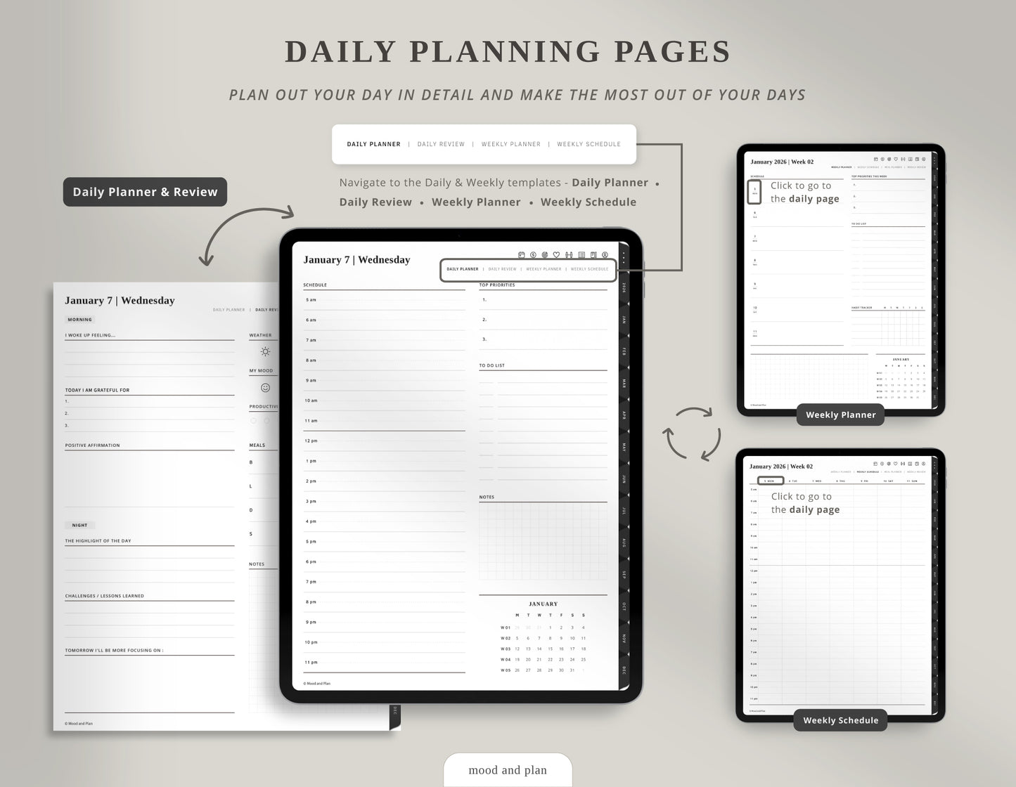 2026 Portrait Digital Planner | Black