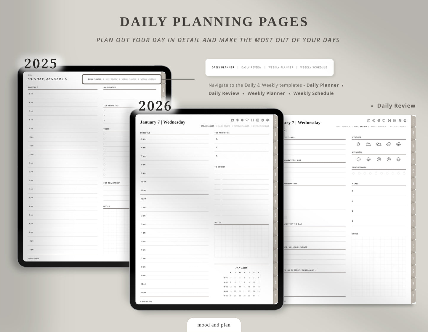 2025 2026 Portrait Digital Planner | Brown