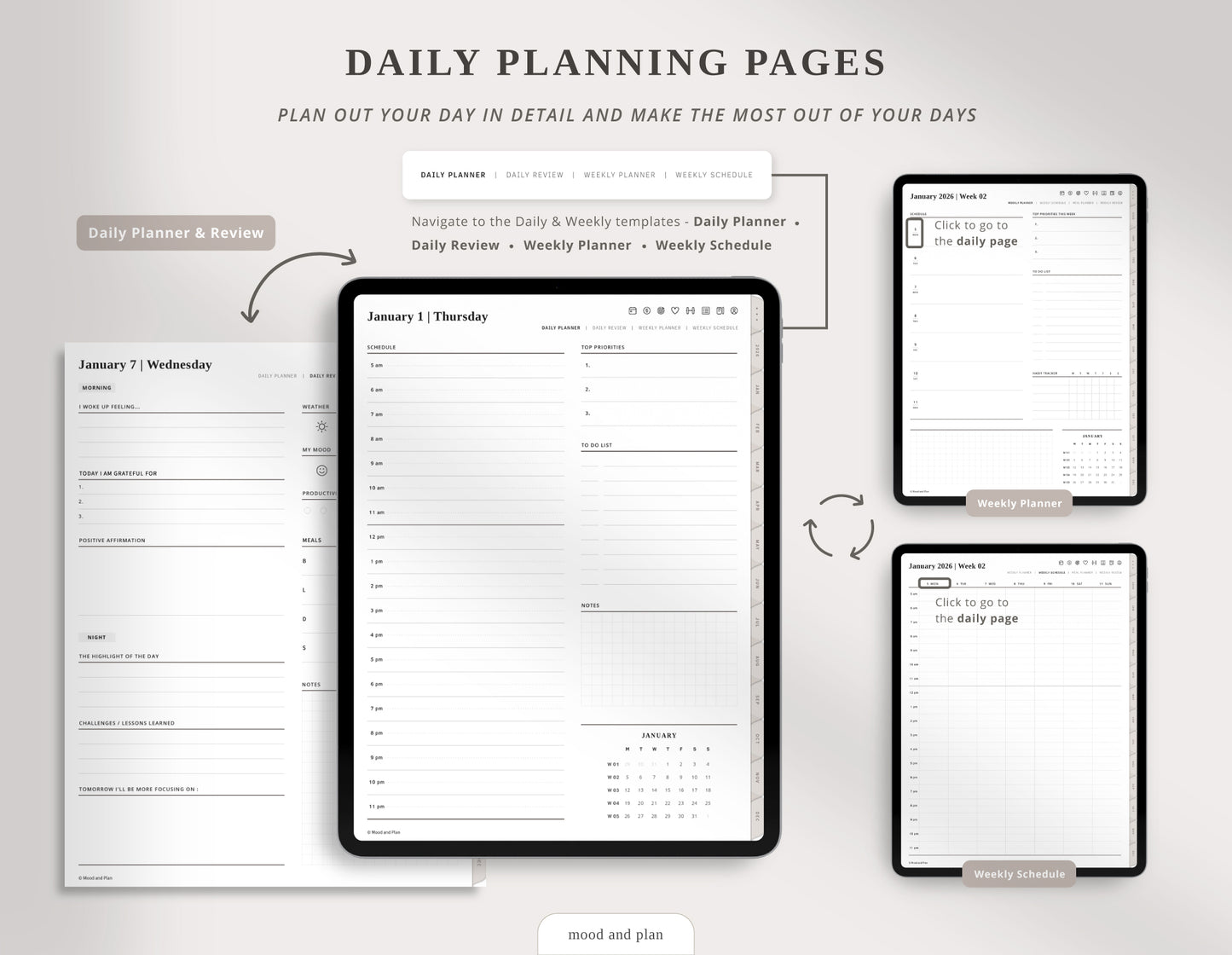 2026 Portrait Digital Planner | Beige