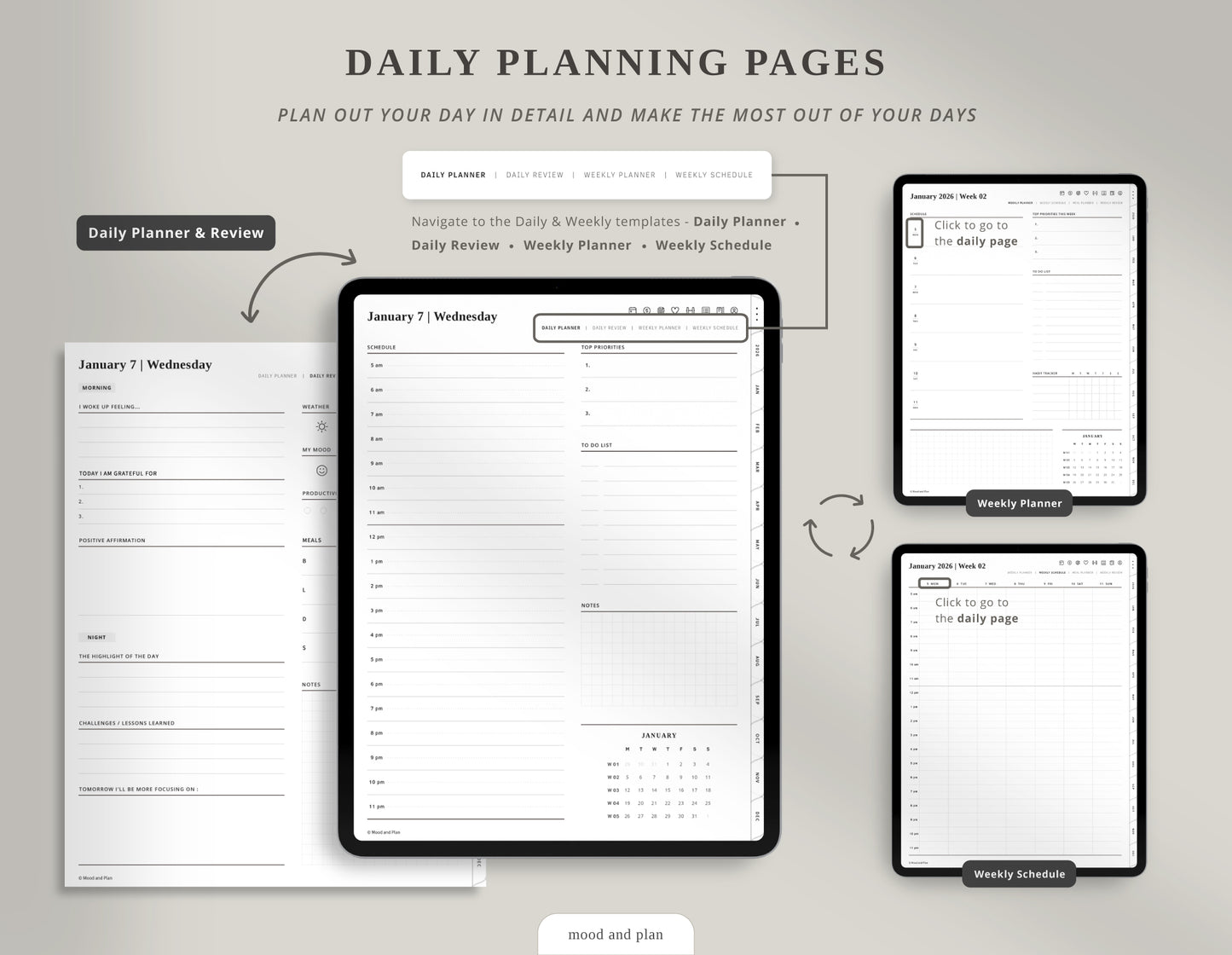 2026 Portrait Digital Planner | White