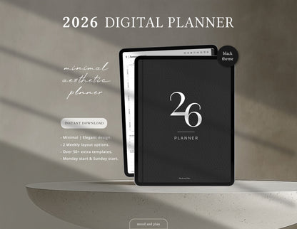 2026 Portrait Digital Planner | Black