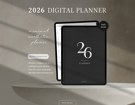 2026 Portrait Digital Planner | Black