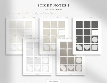 Minimalist Aesthetic Digital Sticker Pack | 5 Neutral Colors