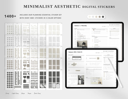 2026 Portrait Digital Planner | Black