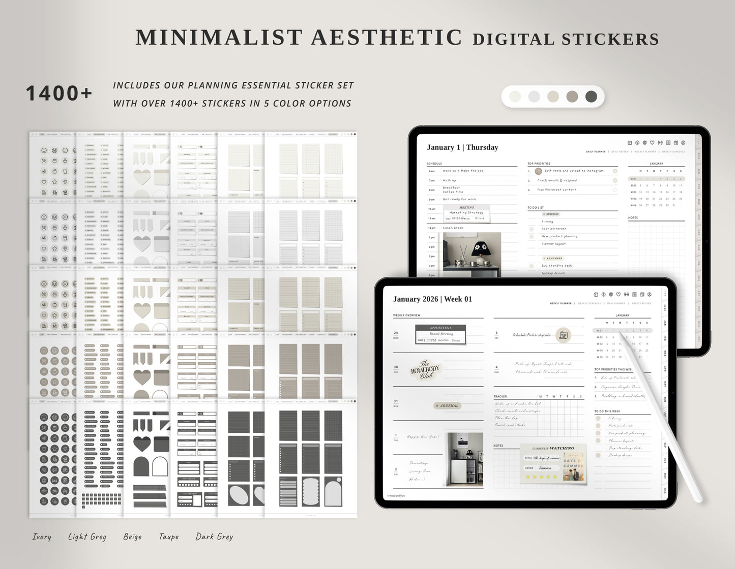 2026 Portrait Digital Planner | Brown