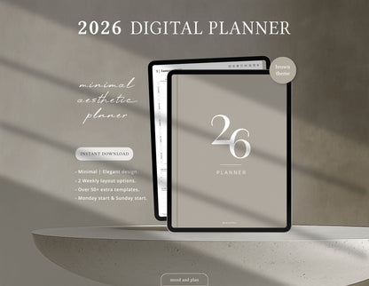 2026 Portrait Digital Planner | Brown