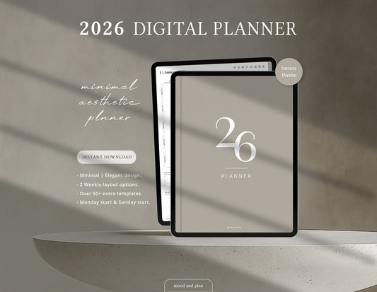 2026 Portrait Digital Planner | Brown