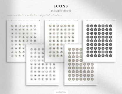 Minimalist Aesthetic Digital Sticker Pack | 5 Neutral Colors